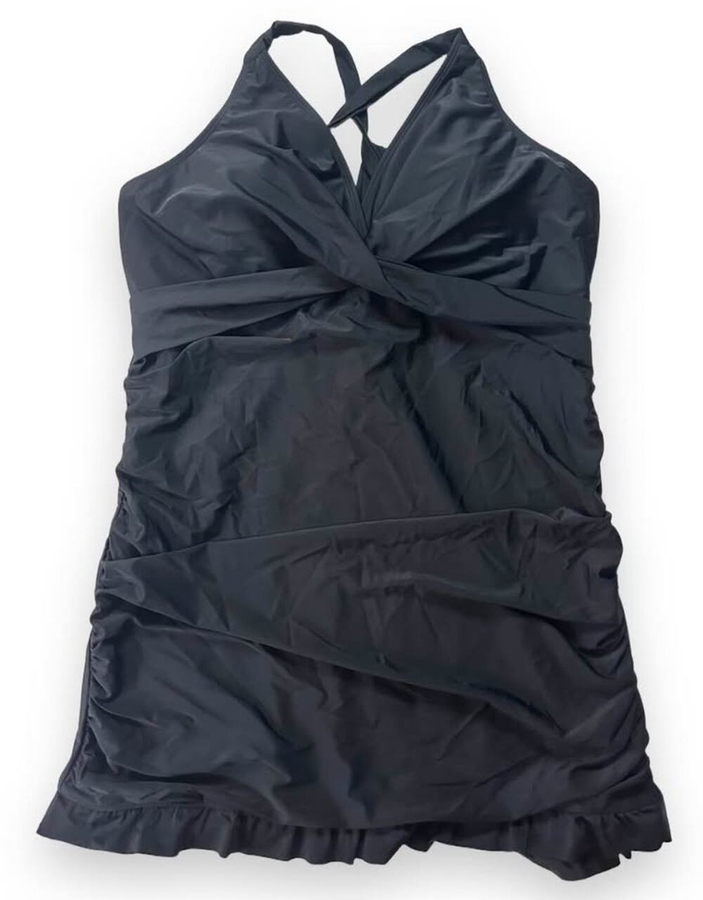 Women’s Black Halter Ruched Swimdress Size 18W